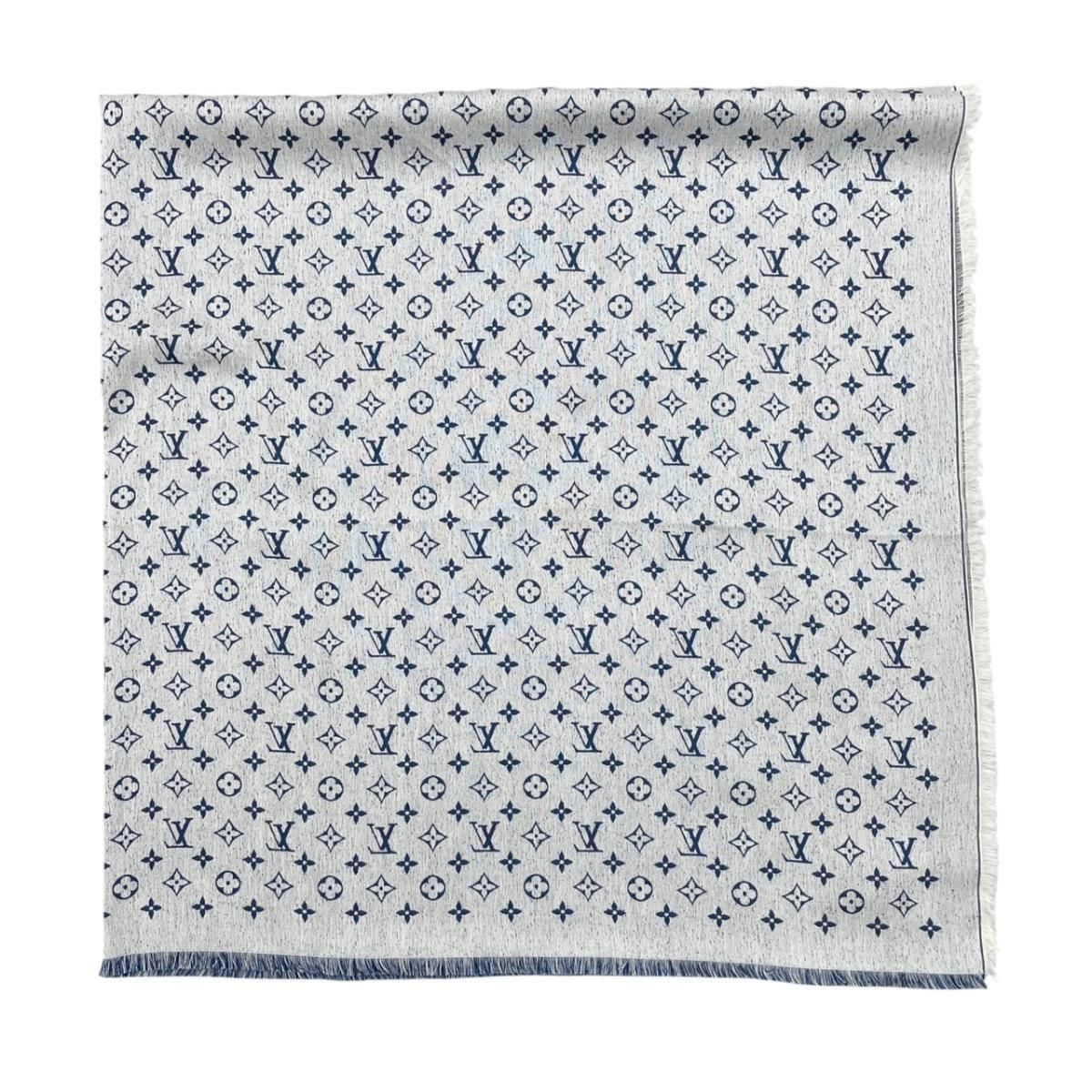 Louis Vuitton Shawl My Daily Denim Monogram Blue White Scarf — view 5