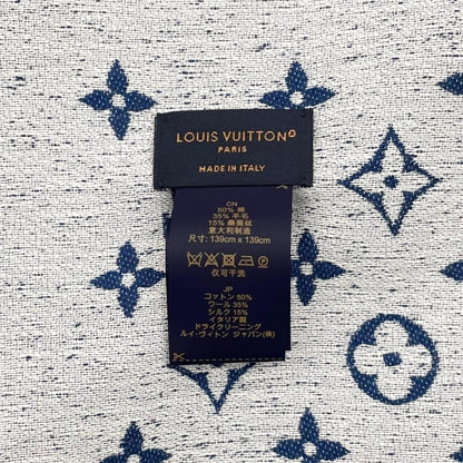 Louis Vuitton Shawl My Daily Denim Monogram Blue White Scarf — view 7
