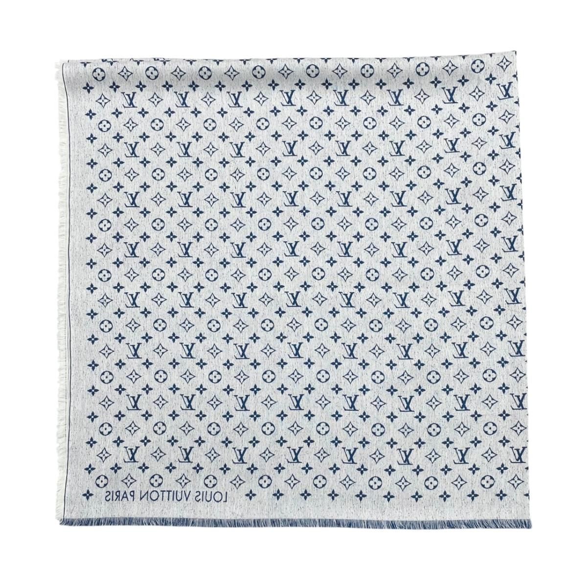 Louis Vuitton Shawl My Daily Denim Monogram Blue White Scarf — view 4