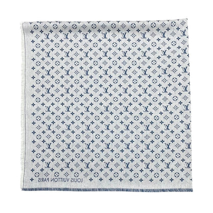 Louis Vuitton Shawl My Daily Denim Monogram Blue White Scarf — view 4