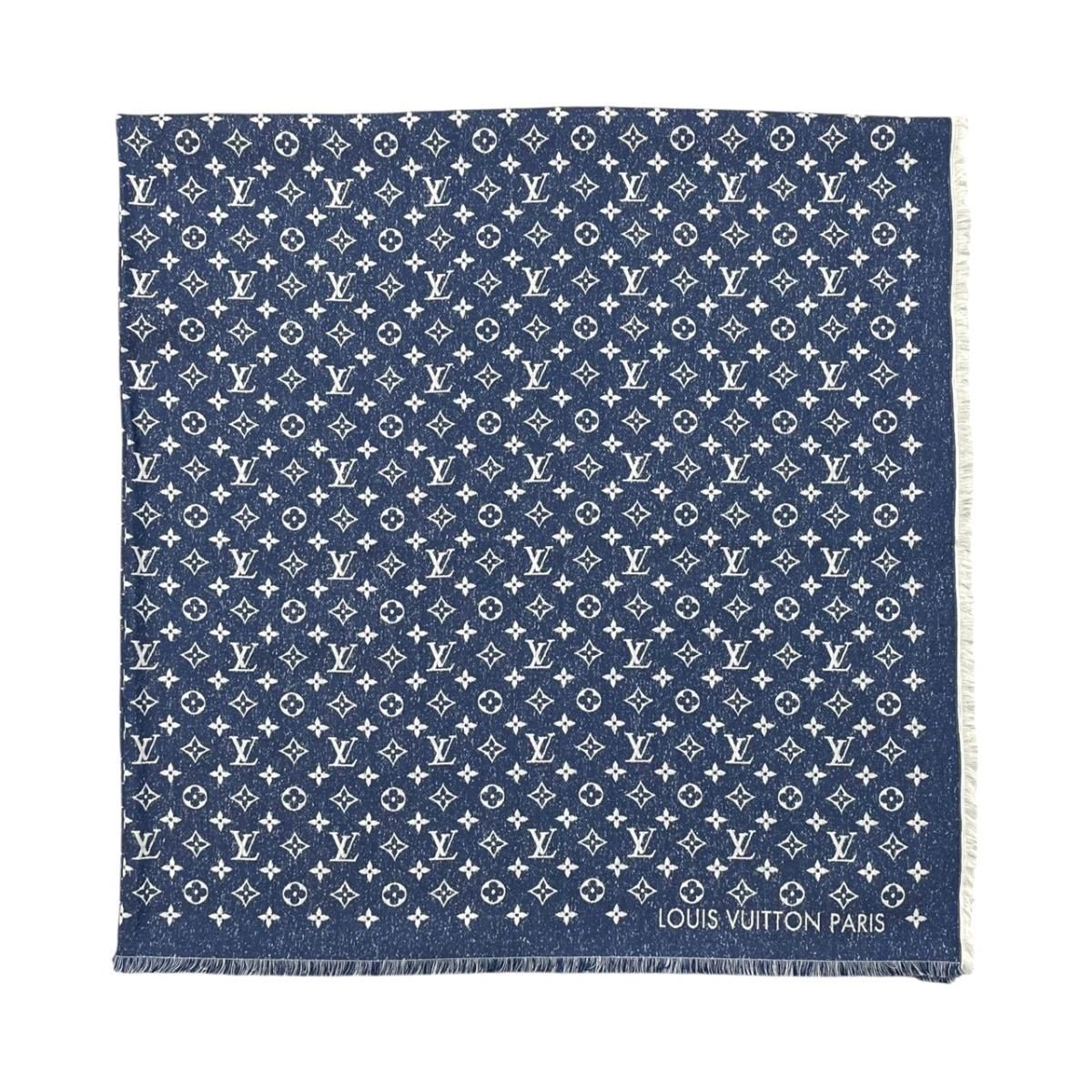 Louis Vuitton Shawl My Daily Denim Monogram Blue White Scarf — view 2
