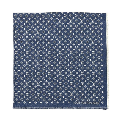 Louis Vuitton Shawl My Daily Denim Monogram Blue White Scarf — view 2