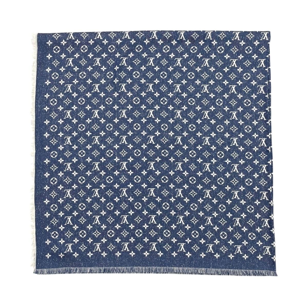 Louis Vuitton Shawl My Daily Denim Monogram Blue White Scarf — view 3