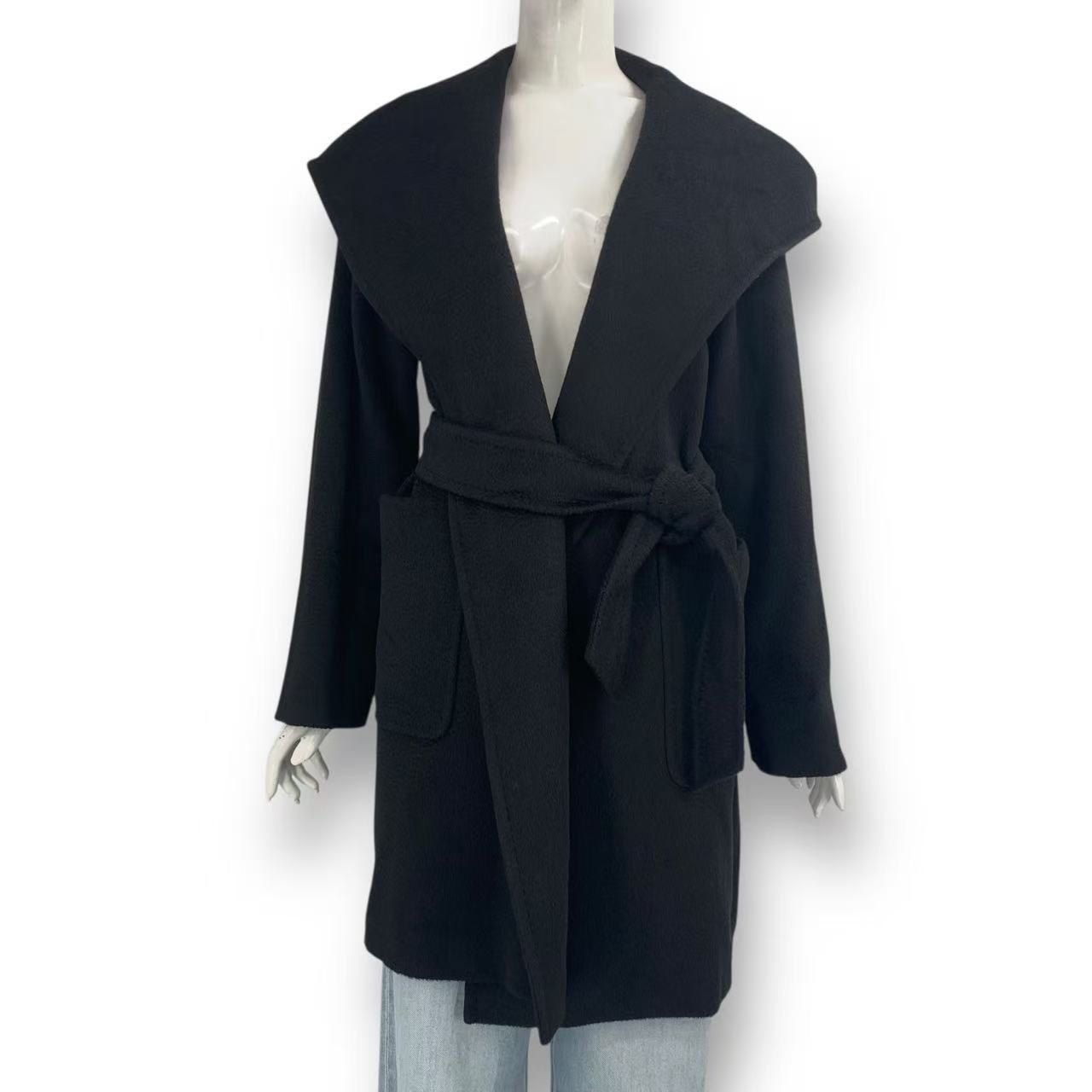 Max Mara Rialto Pure Camel Belted Coat Black 42 — view 2