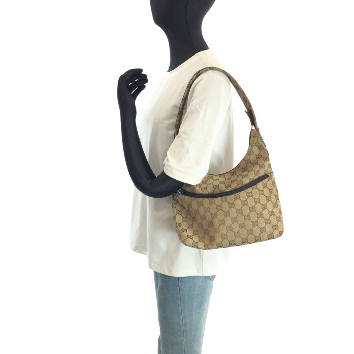 Gucci Brown Beige Silver GG Canvas Leather 001 Shoulder — view 6