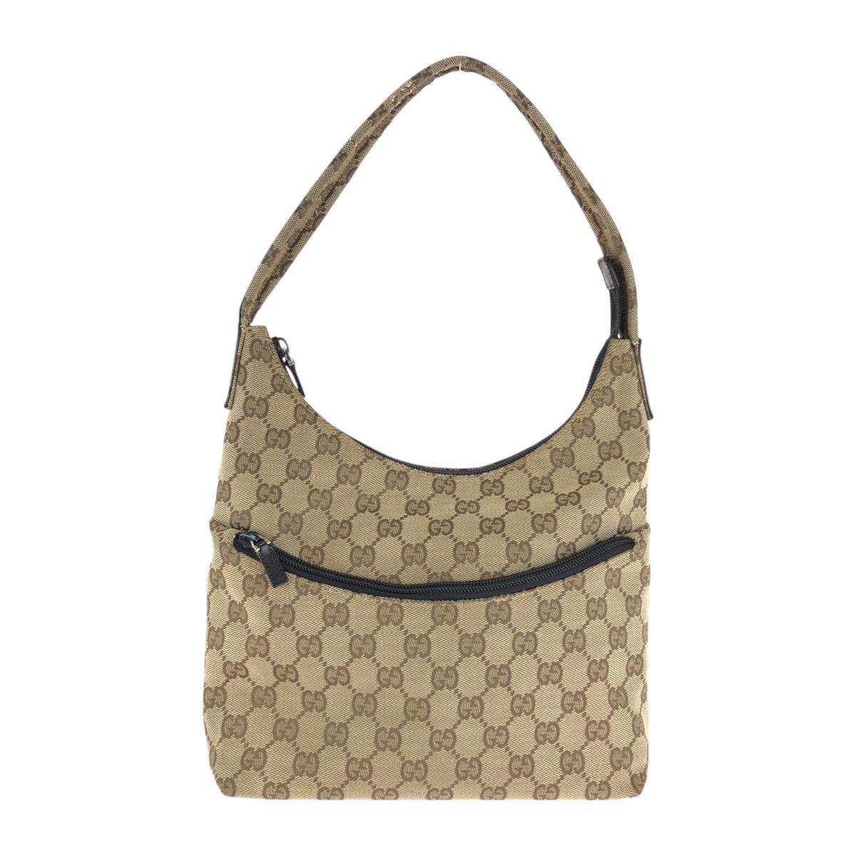 Gucci Brown Beige Silver GG Canvas Leather 001 Shoulder