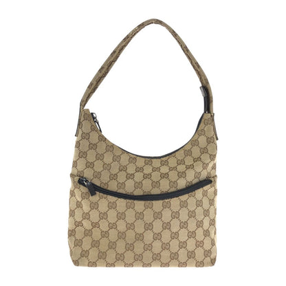 Gucci Brown Beige Silver GG Canvas Leather 001 Shoulder