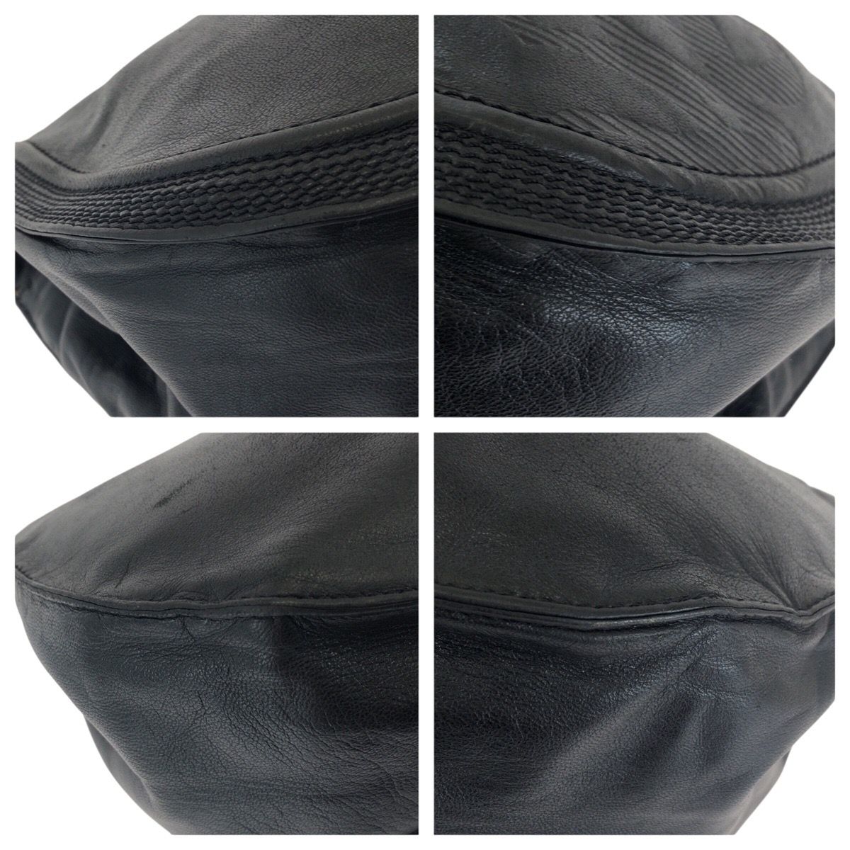 Loewe Vintage Anagram Drawstring Black Gold Leather Shoulder Bag Pochette — view 3