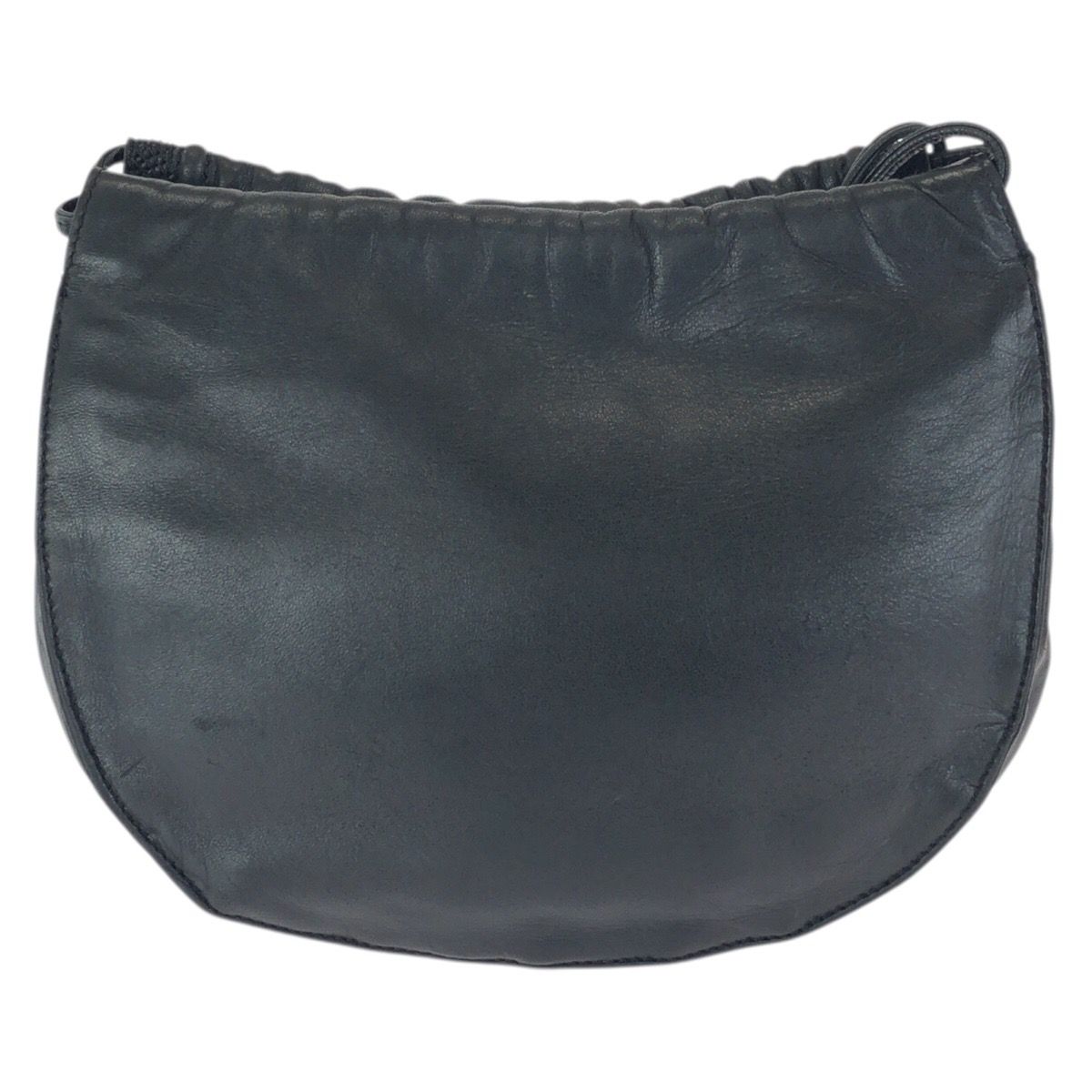 Loewe Vintage Anagram Drawstring Black Gold Leather Shoulder Bag Pochette — view 2