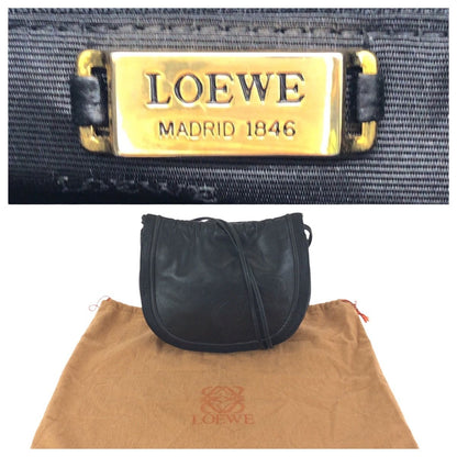 Loewe Vintage Anagram Drawstring Black Gold Leather Shoulder Bag Pochette — view 4