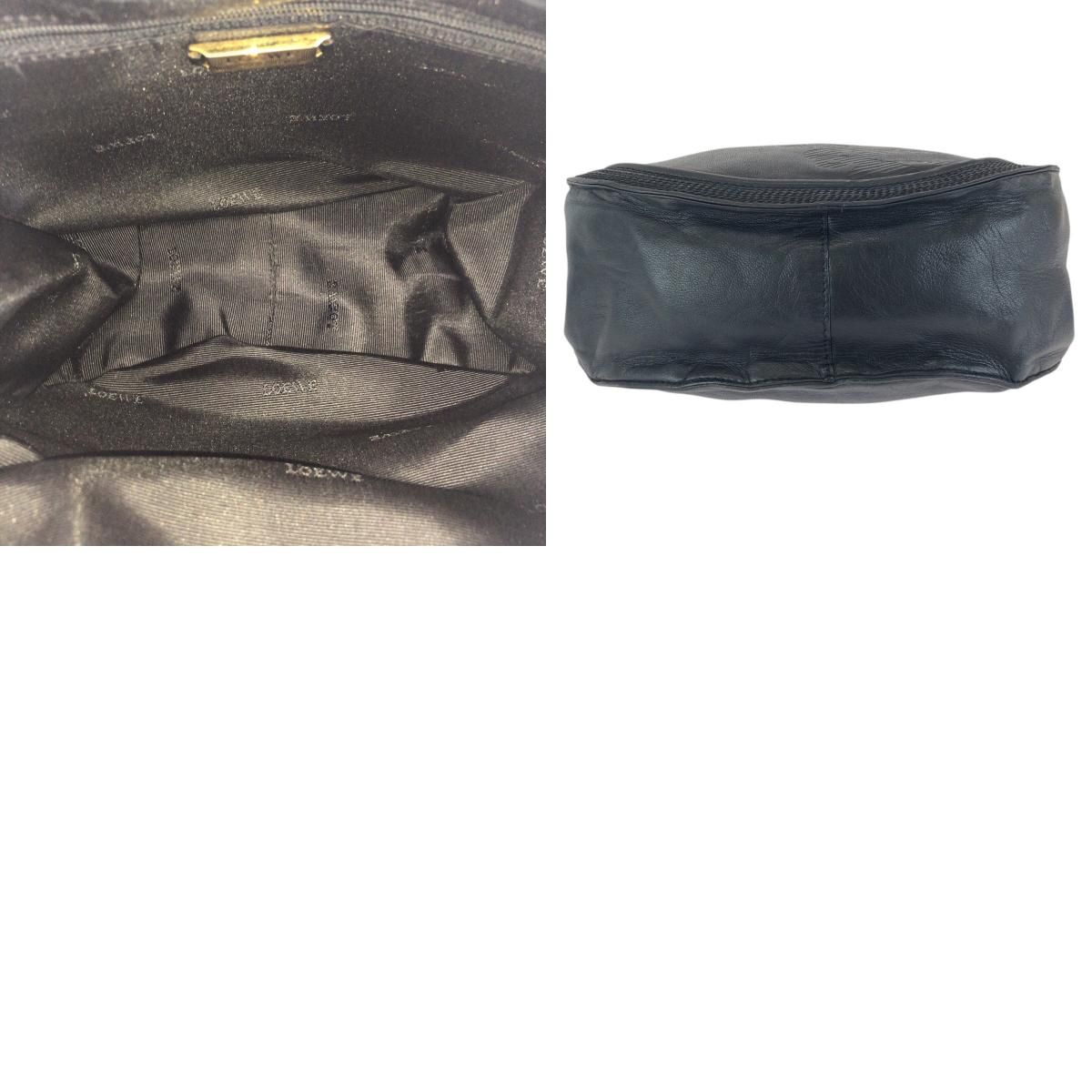 Loewe Vintage Anagram Drawstring Black Gold Leather Shoulder Bag Pochette — view 9