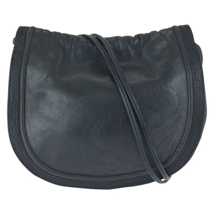 Loewe Vintage Anagram Drawstring Black Gold Leather Shoulder Bag Pochette
