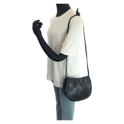 Loewe Vintage Anagram Drawstring Black Gold Leather Shoulder Bag Pochette — view 7