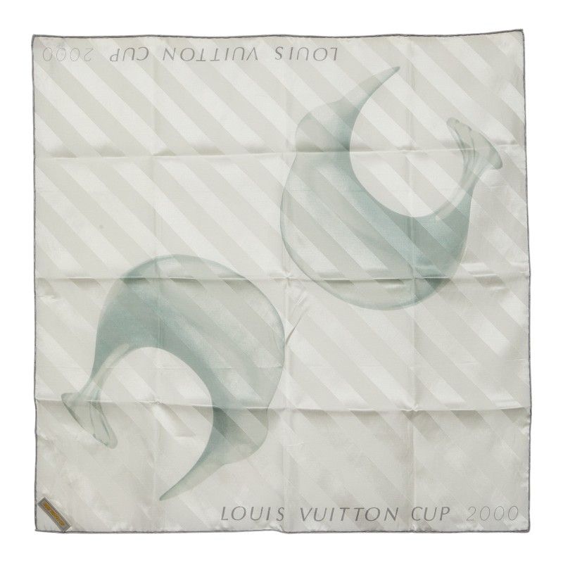 Louis Vuitton Cup Scarf White Silver Silk Cotton