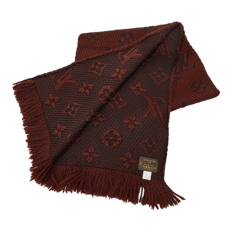Louis Vuitton Monogram Echarpe Logo Mania Scarf Brown Black Wool Silk — view 2