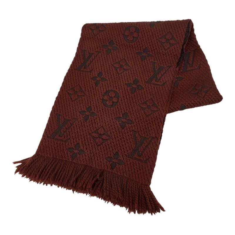 Louis Vuitton Monogram Echarpe Logo Mania Scarf Brown Black Wool Silk