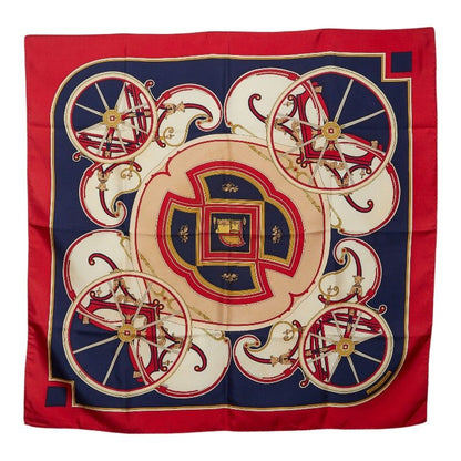 Hermes Carre 90 Washington's Carriage George Scarf Red Multicolor