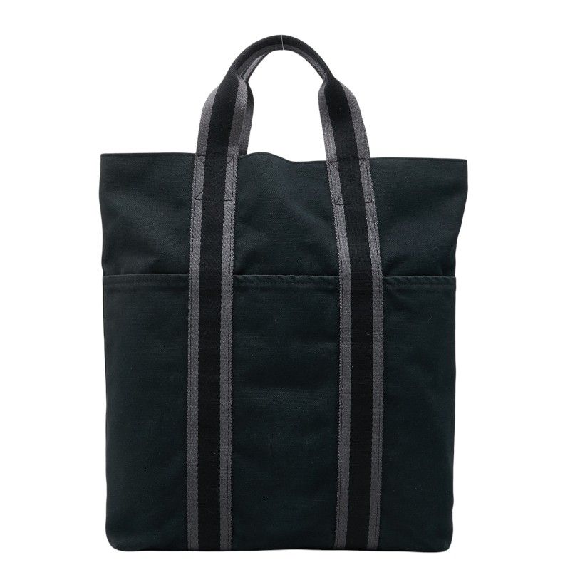 Hermes Fourre Tout Cabas Tote Black Cotton Canvas