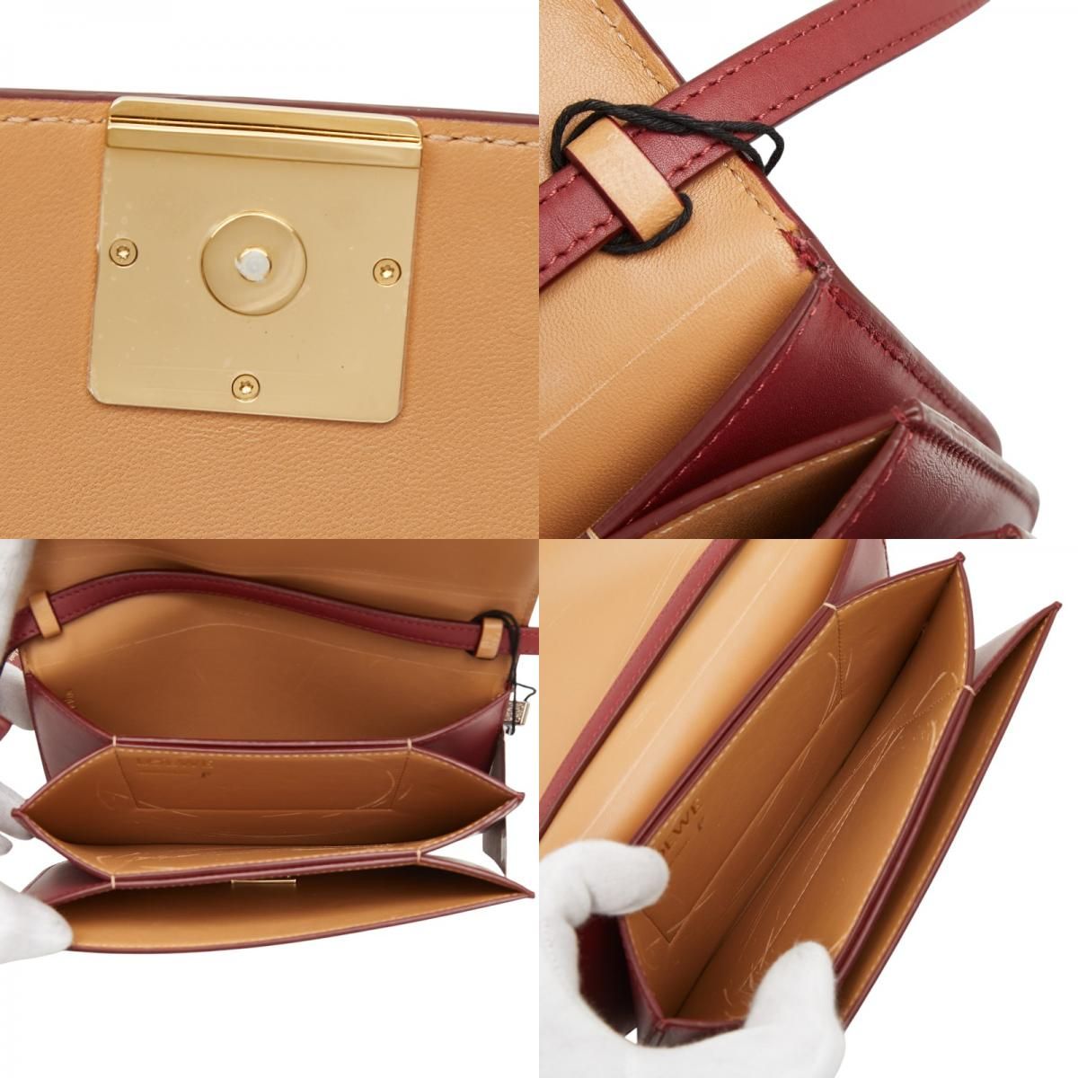 Loewe Anagram Goya Small Crossbody Accordion Shoulder Bag Bordeaux Leather — view 9