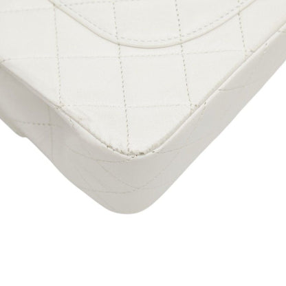 Chanel CC Logo Quilted 23 Double Flap Chain Shoulder Bag White Lambskin — view 7