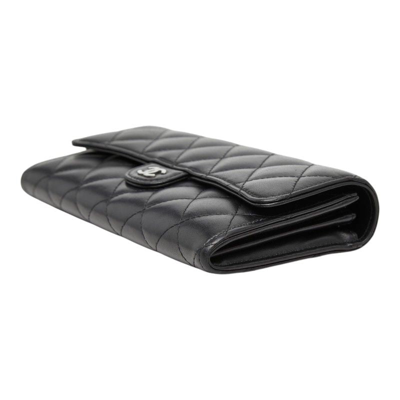 Chanel CC Logo Quilted Bifold Wallet Black Leather — view 4