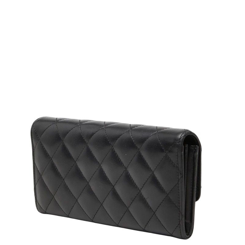 Chanel CC Logo Quilted Bifold Wallet Black Leather — view 2