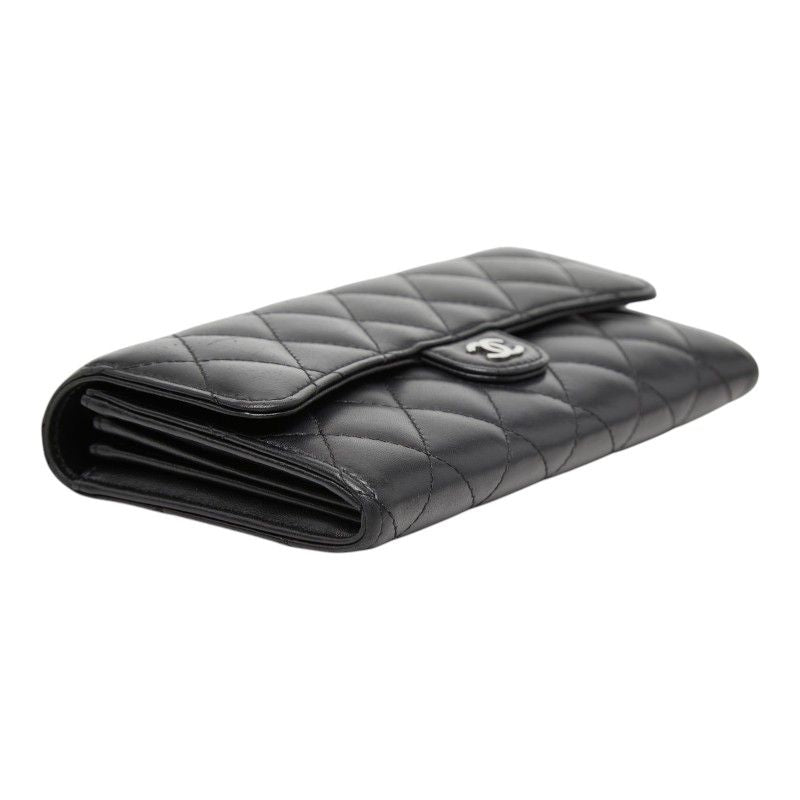 Chanel CC Logo Quilted Bifold Wallet Black Leather — view 5