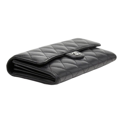 Chanel CC Logo Quilted Bifold Wallet Black Leather — view 5