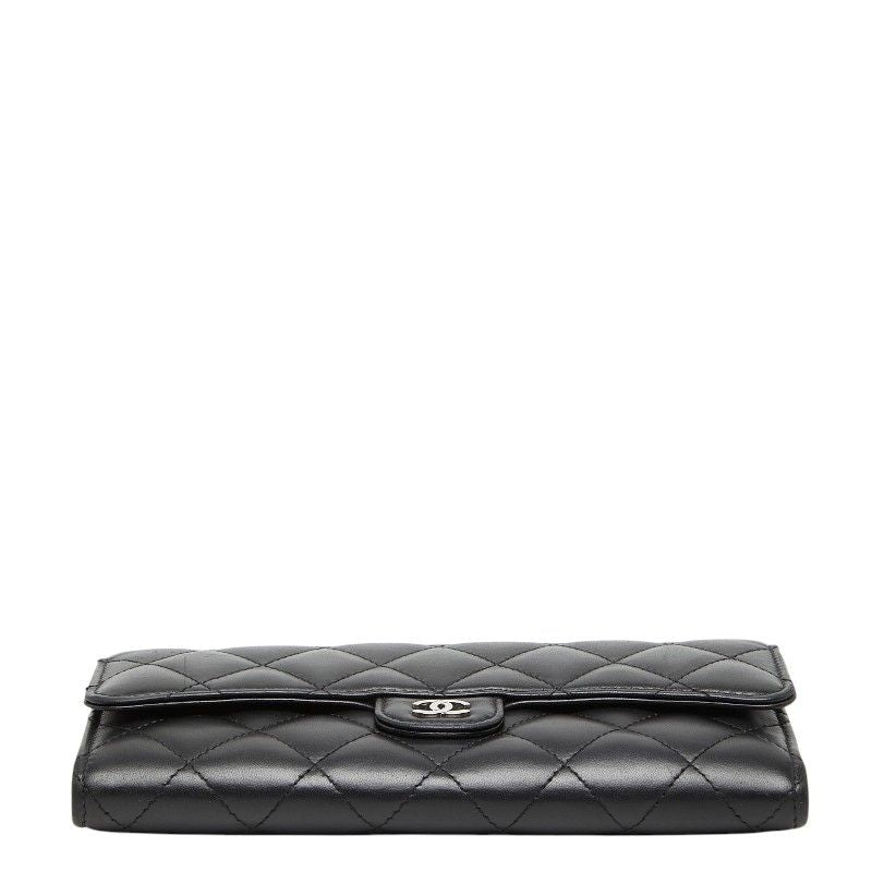 Chanel CC Logo Quilted Bifold Wallet Black Leather — view 3