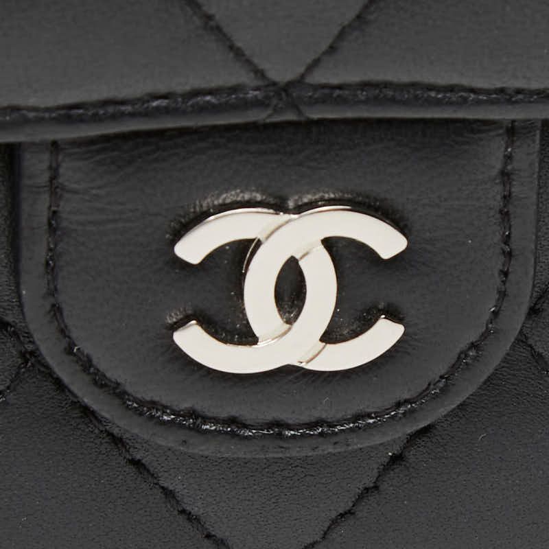 Chanel CC Logo Quilted Bifold Wallet Black Leather — view 8