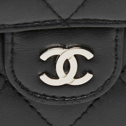 Chanel CC Logo Quilted Bifold Wallet Black Leather — view 8