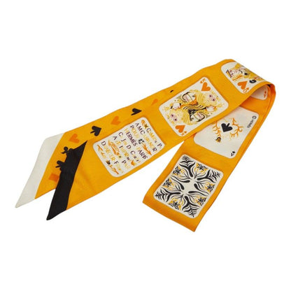 Hermes Twill Jeu de Cartes Cart Playing Cards Scarf Orange Silk