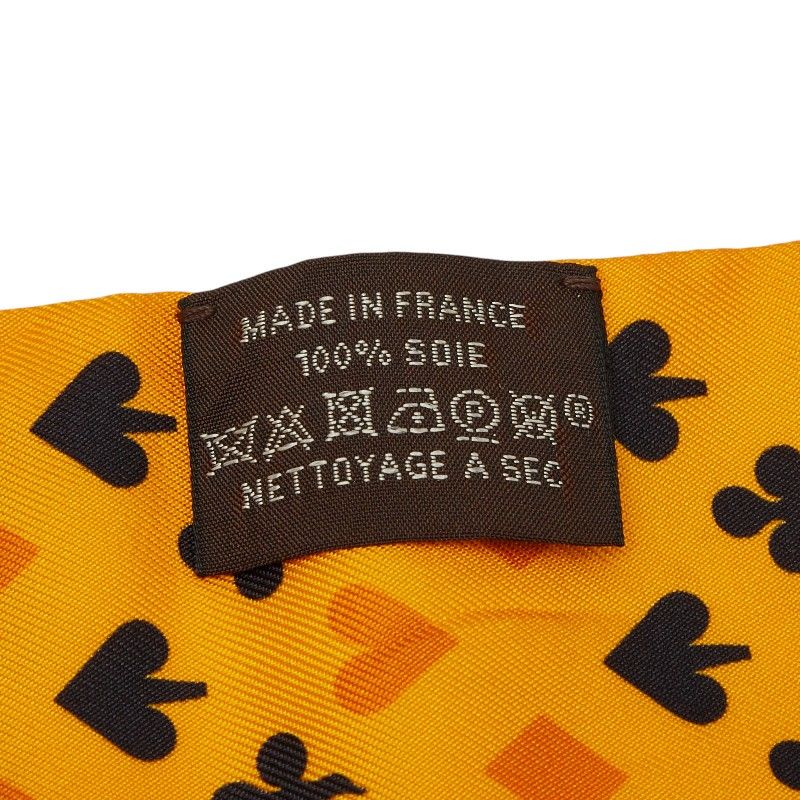 Hermes Twill Jeu de Cartes Cart Playing Cards Scarf Orange Silk — view 5