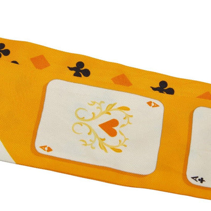 Hermes Twill Jeu de Cartes Cart Playing Cards Scarf Orange Silk — view 2
