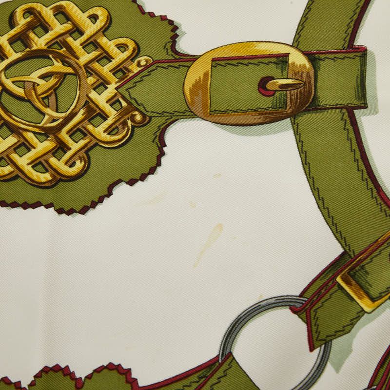 Hermes Carre 90 Cuivreries Copperwork Scarf Green White Bordeaux Silk — view 3