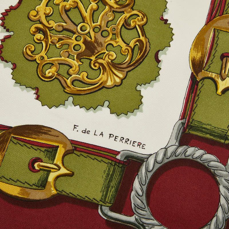 Hermes Carre 90 Cuivreries Copperwork Scarf Green White Bordeaux Silk — view 6