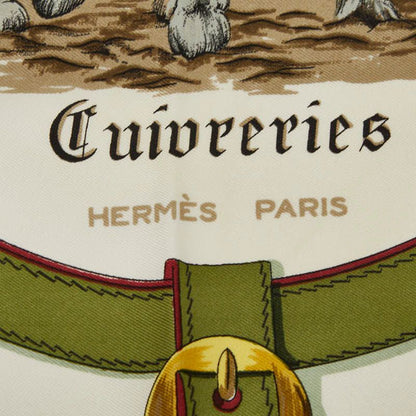 Hermes Carre 90 Cuivreries Copperwork Scarf Green White Bordeaux Silk — view 2