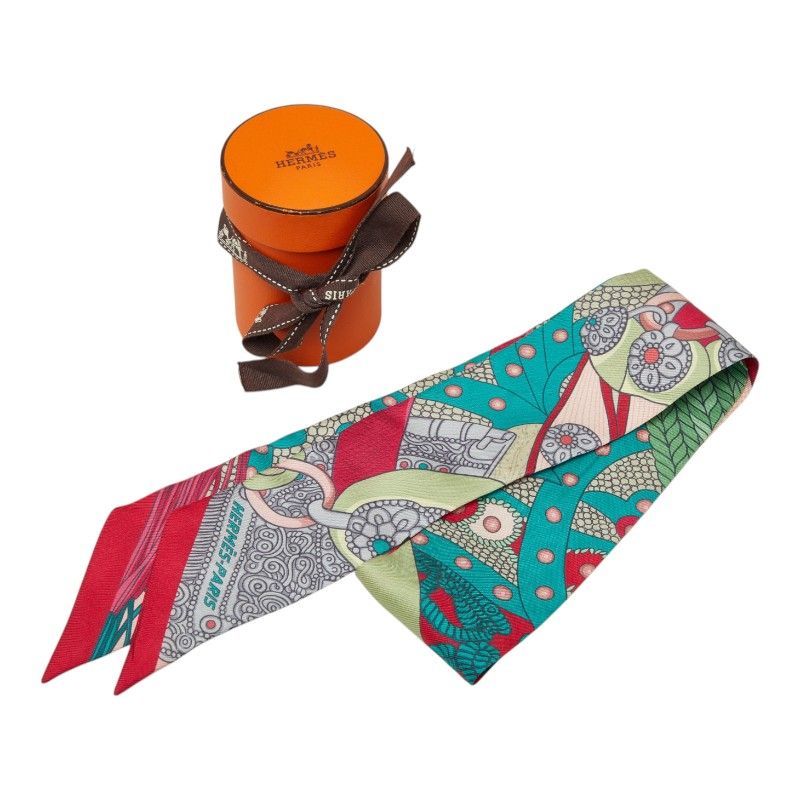 Hermes Twilly Selle de Dignitaire High Official's Saddle Scarf Multicolor Silk — view 5
