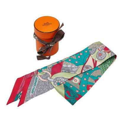 Hermes Twilly Selle de Dignitaire High Official's Saddle Scarf Multicolor Silk — view 5