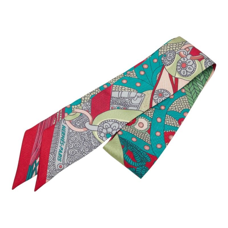 Hermes Twilly Selle de Dignitaire High Official's Saddle Scarf Multicolor Silk
