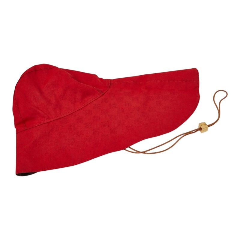 Louis Vuitton Damier Wide Brim Hat Sunshade S Red Brown Cotton — view 2