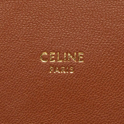 Celine Triomphe Phone Pouch Mini Pochette Shoulder White Brown Leather — view 8
