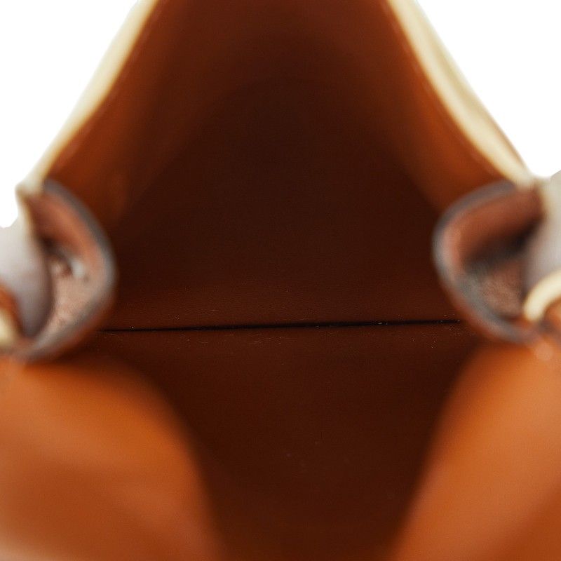 Celine Triomphe Phone Pouch Mini Pochette Shoulder White Brown Leather — view 6