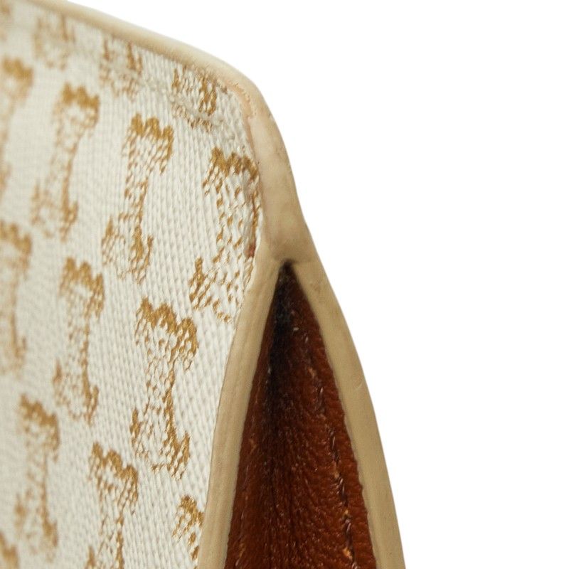 Celine Triomphe Phone Pouch Mini Pochette Shoulder White Brown Leather — view 5