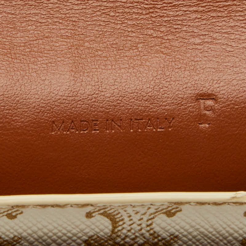 Celine Triomphe Phone Pouch Mini Pochette Shoulder White Brown Leather — view 7