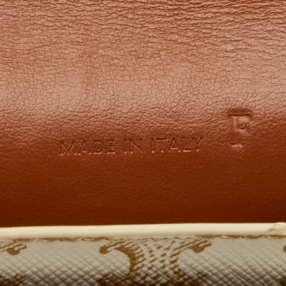 Celine Triomphe Phone Pouch Mini Pochette Shoulder White Brown Leather — view 7
