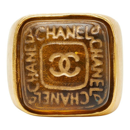 Chanel CC Logo Gripoix Vintage Ring Gold Plated — view 2