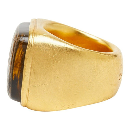 Chanel CC Logo Gripoix Vintage Ring Gold Plated — view 3