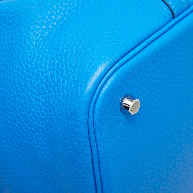 Hermes Picotin Lock MM Handbag Blue Indra Silver Taurillon Clemence — view 7