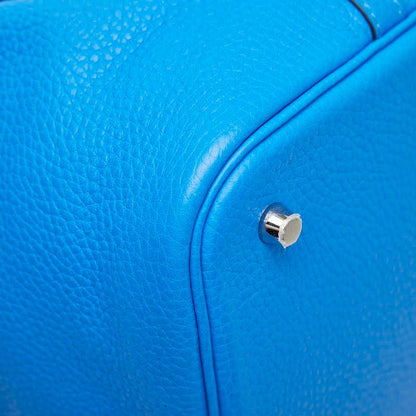 Hermes Picotin Lock MM Handbag Blue Indra Silver Taurillon Clemence — view 7